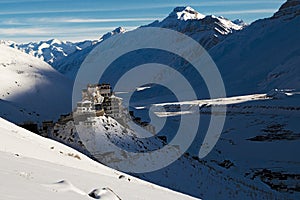 Key monastery in winters in a snow covered landscape