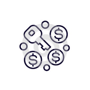 Key money line icon, payment to a landlord