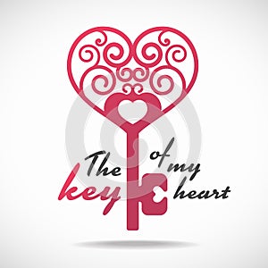 The key of my heart (pink heart key) vector design