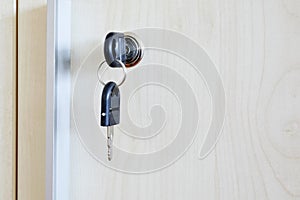 Key in office cabinet drawer lock