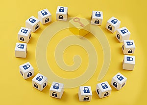 A key that opens a chain of locks and restrictions. The concept of resolving problems and challenges.