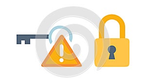 Key and Padlock Access Risk Warning Vector Icon, vector design Generative AI