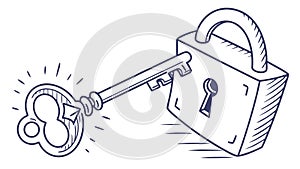Key and Padlock Icon, Access Control Vector Art, vector design Generative AI
