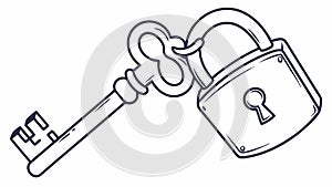 Key and padlock illustration security protection lock access symbol, vector design Generative AI
