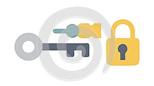 Key and Padlock Security, Access and Protection Symbol, vector design Generative AI
