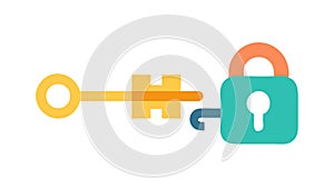 Key and Padlock Security Flat Vector Icon, vector design Generative AI
