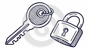 Key and Padlock Security Icon Set, vector design Generative AI