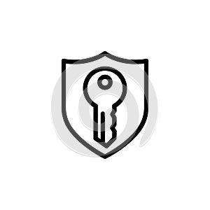 Key padlock security shield concept icon line art vector template