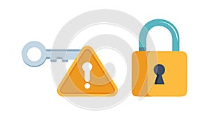 Key and Padlock Security Warning Vector Icon, vector design Generative AI