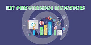 Key performance indicator - KPI - Business intelligence - digital analytics concept. Flat design vector banner.