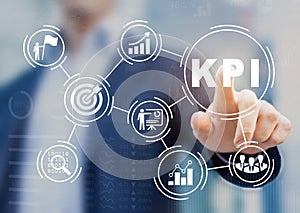 Key Performance Indicator KPI using BI metrics, target, success