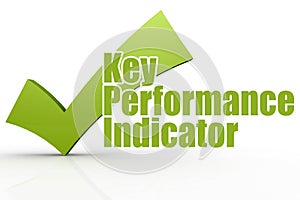 Key performance indicator word with green checkmark