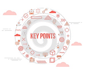 key points concept with icon set template banner and circle round shape