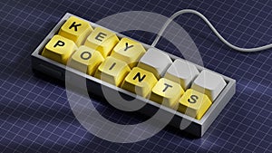 Key points symbol. Computer keyboard keys with words Key points.Key points concept
