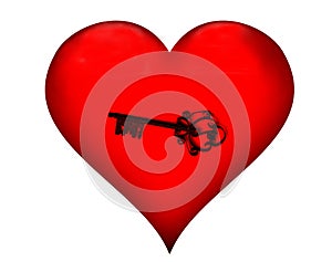 The key in the red heart symbol of love
