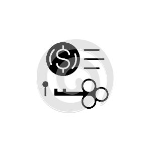Key revenue black icon concept. Key revenue flat vector symbol, sign, illustration.