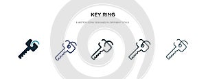 Key ring icon in different style vector illustration. two colored and black key ring vector icons designed in filled, outline,