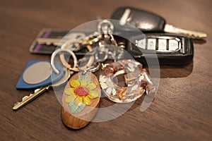 Key ring with key fob, keys and decorative initial G