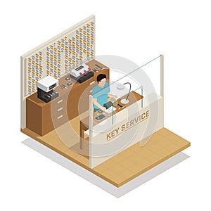 Key Service Isometric Composition