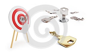 Key set on a white background 3D illustration, 3D rendering