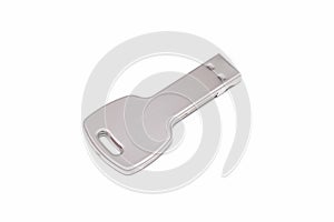 Key-shaped USB stick isolated on a white background