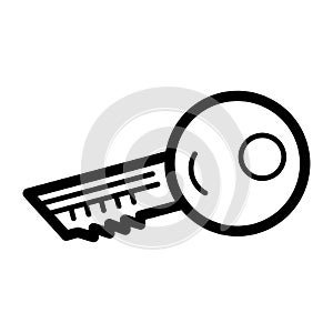 Key simple vector icon. Black and white illustration of key. Outline linear icon.
