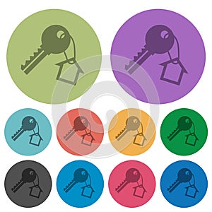 Key and small house on the key ring color darker flat icons