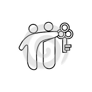 Key solution friend Commitment Teamwork Together Outline Logo