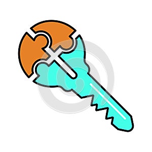 Key Solution icon. Line, outline symbol