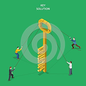 Key solution isometric flat vector concept.