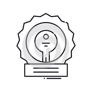 Key success concept icon, linear isolated illustration, thin line vector, web design sign, outline concept symbol with