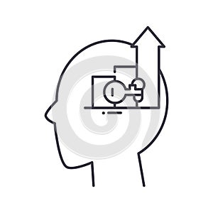 Key success mind icon, linear isolated illustration, thin line vector, web design sign, outline concept symbol with