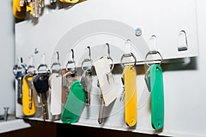 Key tags hanging in the closet