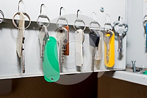 Key tags hanging in the closet