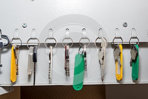 Key tags hanging in the closet