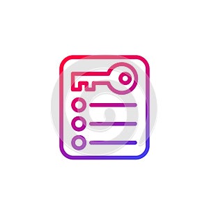 key takeaway line vector icon on white