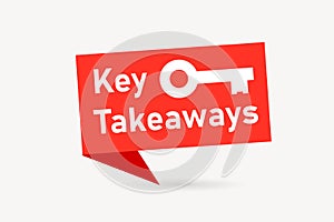 Key takeaways red origami banner icon. Clipart image