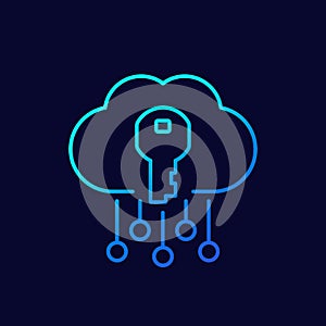 key to a cloud line vector icon