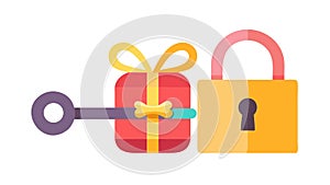 Key to the Gift: Unlocking Surprises and Rewards, vector design Generative AI