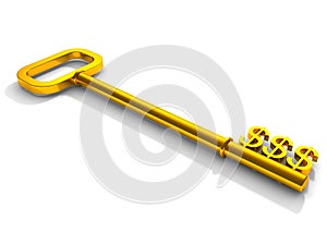 Key to money, golden key with dollar symbol