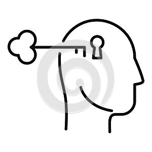 Key to psychological problem icon, outline style
