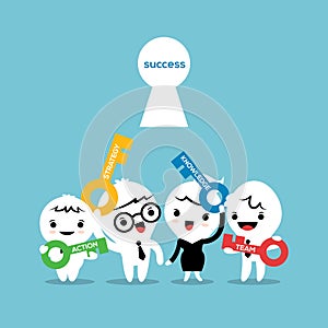 Key to success business concept cartoon illustration