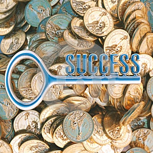 Key to success in business ( dollar version in top view )