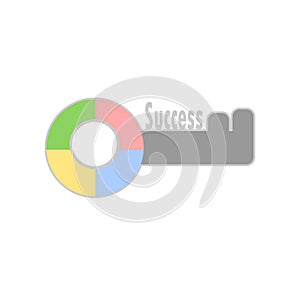 Key to Success icon. Infographic symbol in a circle. Line art style graphic design element. Web button.