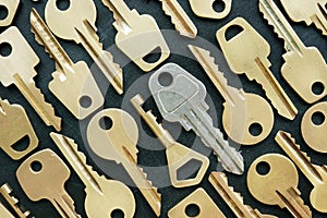 Key to success surrounded yellow keys. Be different