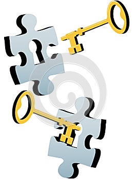 Key to unlock the lock and solve Jigsaw Puzzle photo