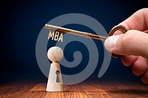 Key to your MBA education concept