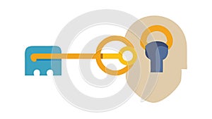 Key unlocking keyhole, symbolizing access, security, and finding solutions, vector design Generative AI