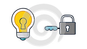Key Unlocking Lightbulb Idea Icon: Bright Solutions, vector design Generative AI