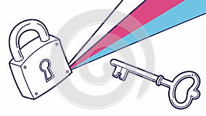 Key Unlocking Padlock with Light, vector design Generative AI